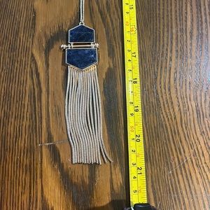Blue stone tassel necklace